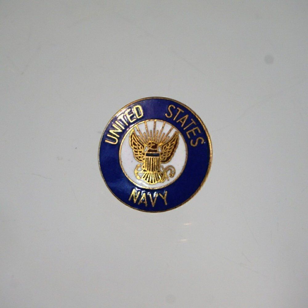 Vintage Unite States Navy Pin Blue Enamel Gold Eagle Lapel Pin
